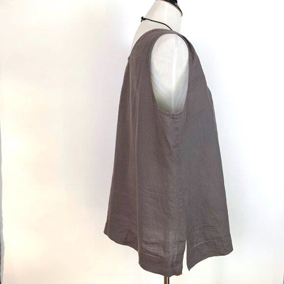 EILEEN FISHER Irish Linen Tunic Beaded Sleeveless Tank Top Purple-Brown Sz 1X - Picture 15 of 16